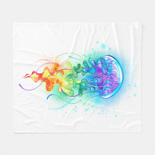 Rainbow-Qualle Fleecedecke (Vorderseite (Horizontal))