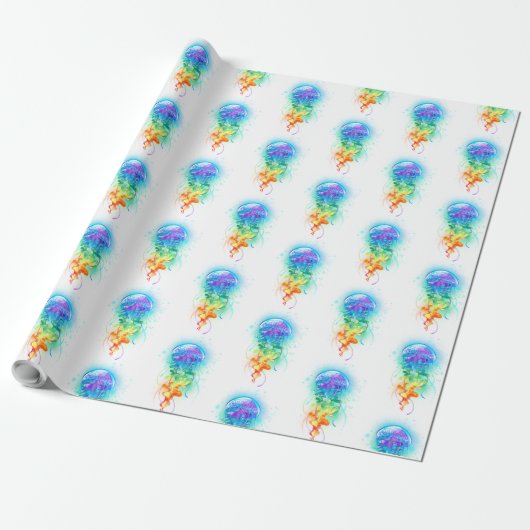 Rainbow-Qualle Geschenkpapier (Ungerollt)