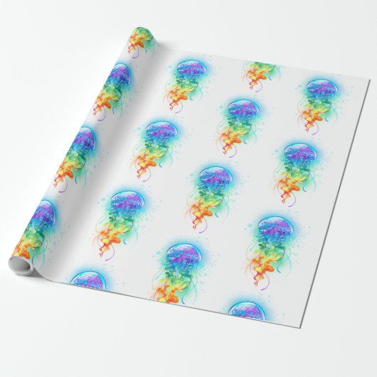Rainbow-Qualle Geschenkpapier (Ungerollt)