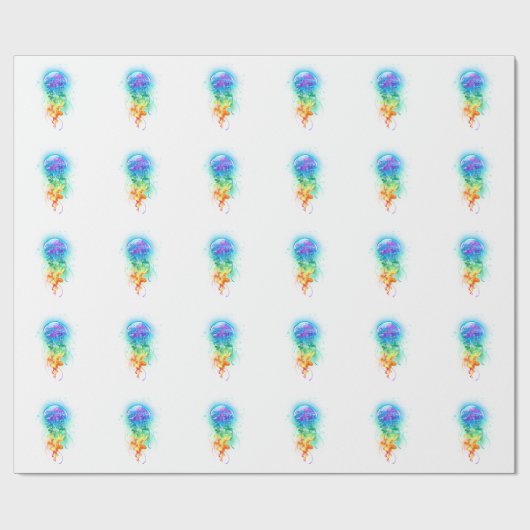 Rainbow-Qualle Geschenkpapier (Flach)