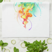 Rainbow-Qualle Geschirrtuch (Gefaltet)