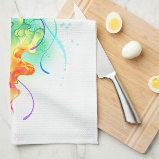 Rainbow-Qualle Geschirrtuch (Viertel Falte)