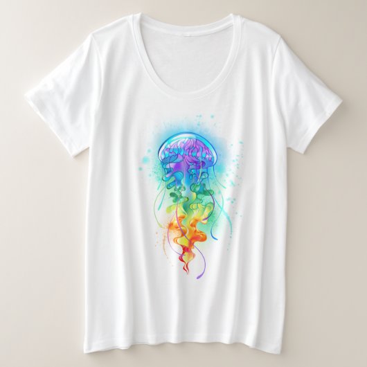 Rainbow-Qualle Große Größe T-Shirt (Design vorne)