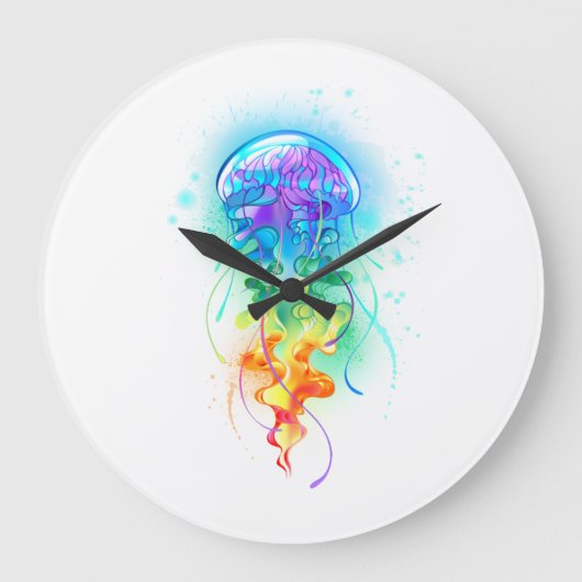 Rainbow-Qualle Große Wanduhr (Vorderseite)