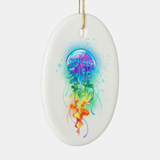 Rainbow-Qualle Keramik Ornament (Rechts)