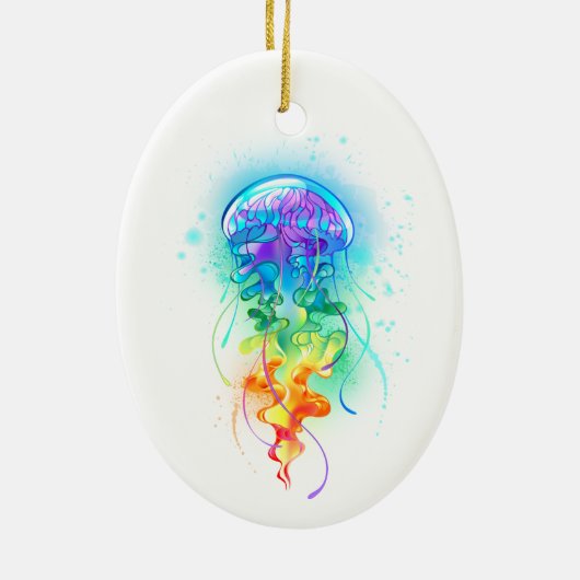 Rainbow-Qualle Keramik Ornament (Hinten)