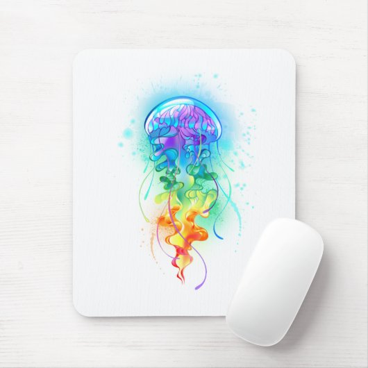 Rainbow-Qualle Mousepad (Mit Mouse)