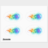 Rainbow-Qualle Ovaler Aufkleber (Blatt)