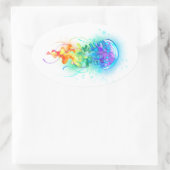 Rainbow-Qualle Ovaler Aufkleber (Tasche)