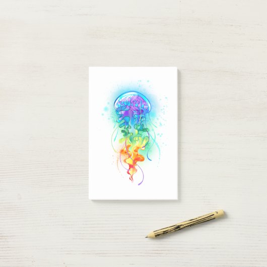 Rainbow-Qualle Post-it Klebezettel (Auf Schreibtisch)