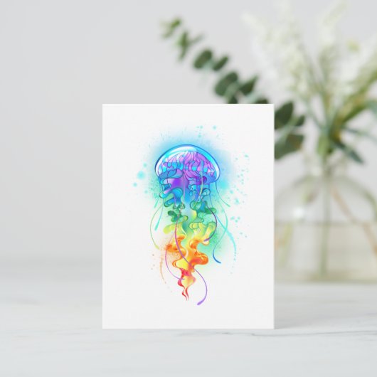 Rainbow-Qualle Postkarte (Stehend Vorderseite)