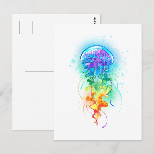 Rainbow-Qualle Postkarte (Vorne/Hinten)