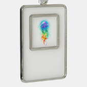 Rainbow-Qualle Rahmen-Ornament Silber (Rechts)