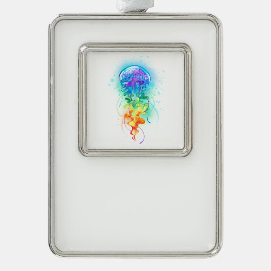 Rainbow-Qualle Rahmen-Ornament Silber (Vorderseite)