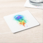 Rainbow-Qualle Rechteckiger Pappuntersetzer (angewinkelt)