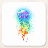 Rainbow-Qualle Rechteckiger Pappuntersetzer (Vorderseite)