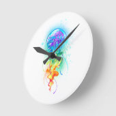 Rainbow-Qualle Runde Wanduhr (Winkel)