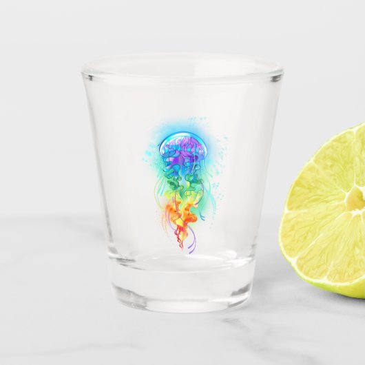 Rainbow-Qualle Schnapsglas (Vorderseite)
