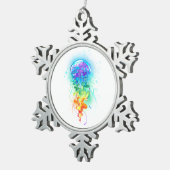 Rainbow-Qualle Schneeflocken Zinn-Ornament (Rechts)