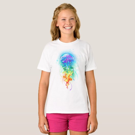 Rainbow-Qualle T-Shirt (Vorne ganz)