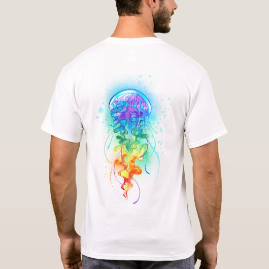 Rainbow-Qualle T-Shirt (Rückseite)