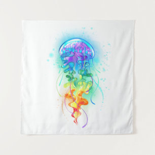 Rainbow-Qualle Wandteppich