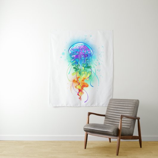 Rainbow-Qualle Wandteppich (Beispiel)