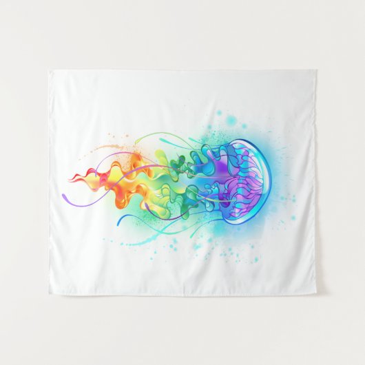 Rainbow-Qualle Wandteppich (Vorderseite (Horizontal))