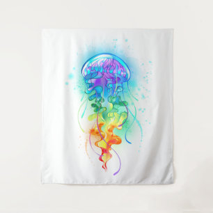 Rainbow-Qualle Wandteppich