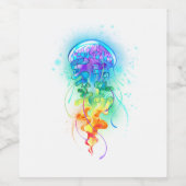 Rainbow-Qualle Weinetikett (Einzelnes Label)