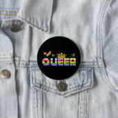 Rainbow Que Crown mit Flag und Schmetterlingen Button (Beispiel)
