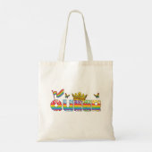 Rainbow Que Crown mit Flag und Schmetterlingen Tragetasche (Rückseite)