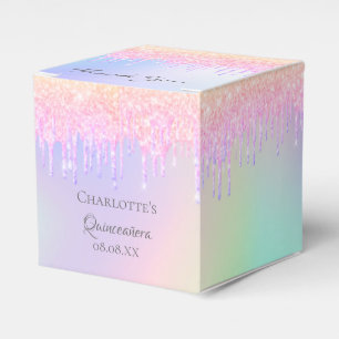 Rainbow Quinceanera Glitzer Rose Gold Vielen Dank Geschenkschachtel