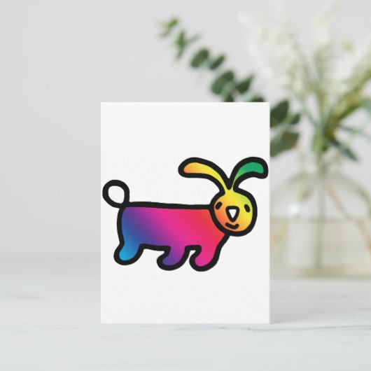 Rainbow Rabbit Postkarte (Stehend Vorderseite)