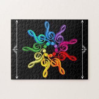 Rainbow-Rainbow-Kreis mit Schnörkeln an den Grenze Puzzle