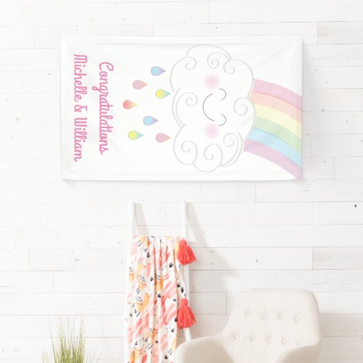 Rainbow Raindrop Kinderdusche Sprinkle Banner (Insitu)