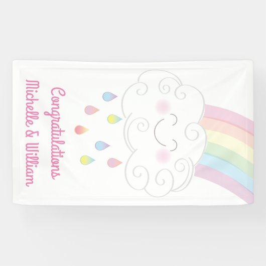 Rainbow Raindrop Kinderdusche Sprinkle Banner (Horizontal)