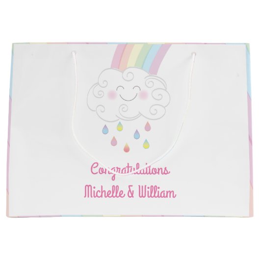 Rainbow Raindrop Kinderdusche Sprinkle Große Geschenktüte (Vorderseite)