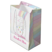 Rainbow Raindrop Kinderdusche Sprinkle Mittlere Geschenktüte (Vorderseite Schrägansicht)