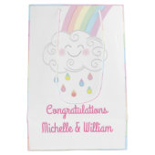 Rainbow Raindrop Kinderdusche Sprinkle Mittlere Geschenktüte (Rückseite)