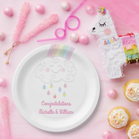 Rainbow Raindrop Kinderdusche Sprinkle Pappteller (Party)