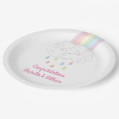 Rainbow Raindrop Kinderdusche Sprinkle Pappteller (Schrägansicht)