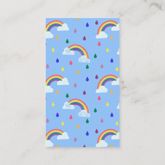Rainbow Raindrops Baby Shower Book Request Enclosu Begleitkarte (Rückseite)