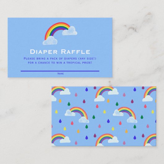 Rainbow Raindrops Baby Shower Diaper Raffle Ticket Begleitkarte (Vorne/Hinten)