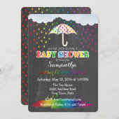 Rainbow Raindrops Twin Baby Shower Einladung (Vorne/Hinten)