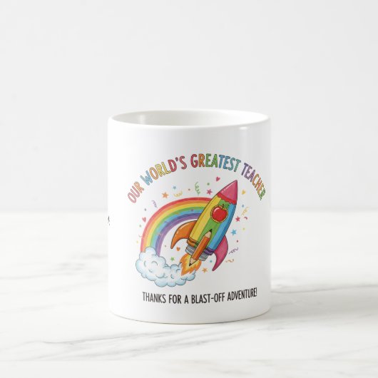 Rainbow-Rakete-Apfel-Bester Lehrer der Welt Kaffeetasse (Mittel)