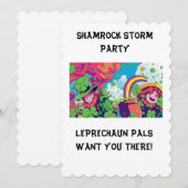 Rainbow Rave Time Kiddies St. Patrick's Invitation Einladung (Vorne/Hinten)
