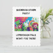 Rainbow Rave Time Kiddies St. Patrick's Invitation Einladung (Stehend Vorderseite)