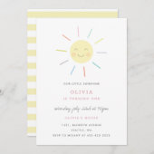 Rainbow Rays Kindergeburt Einladung (Vorne/Hinten)