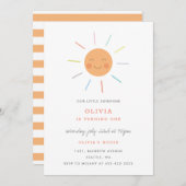 Rainbow Rays Kindergeburtstag-Party-Pfirsich Einladung (Vorne/Hinten)